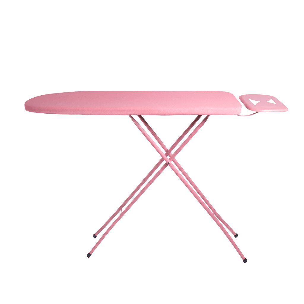 Metal board ironing table with dark rose finish