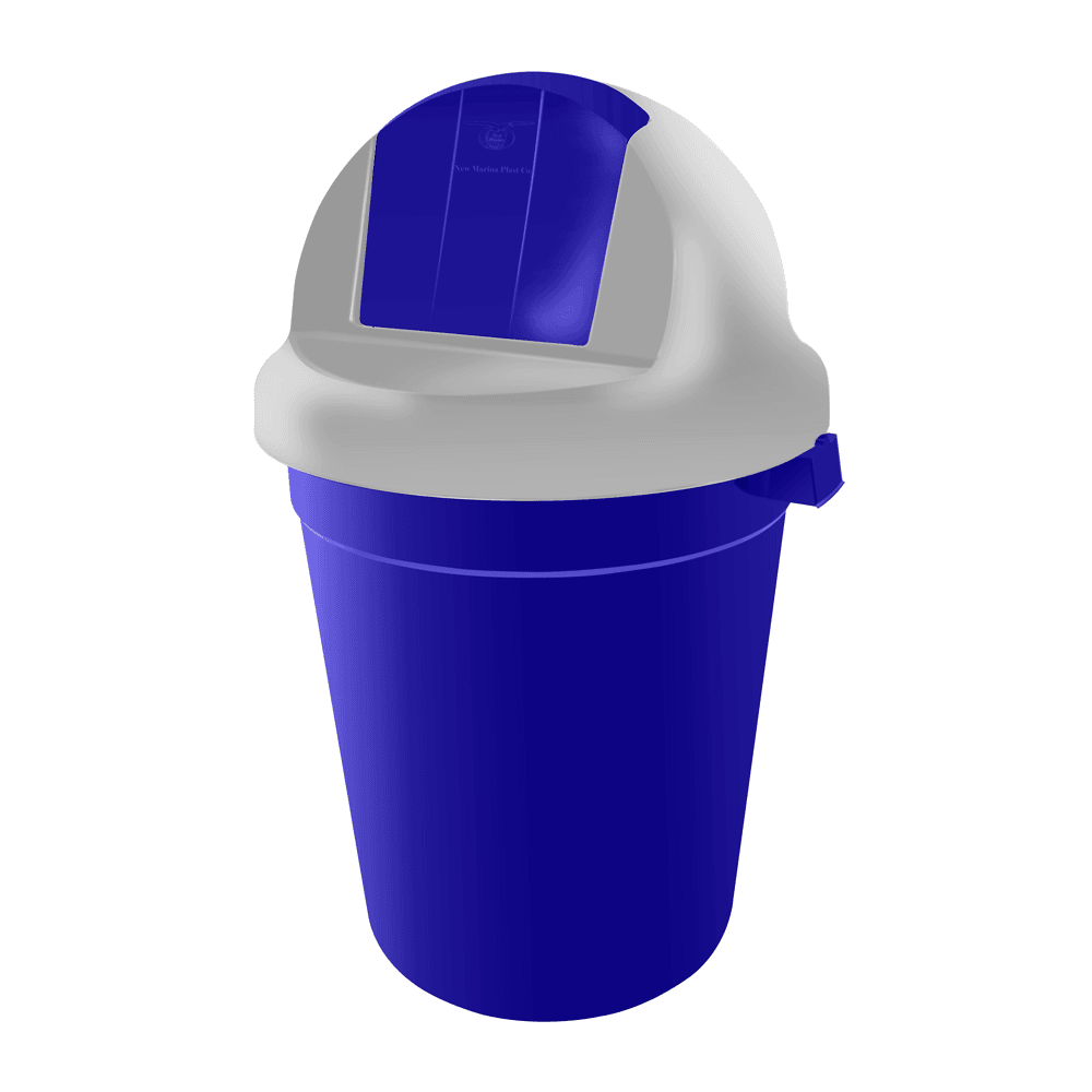 Gray and blue 100 litre swing-lid garbage bin